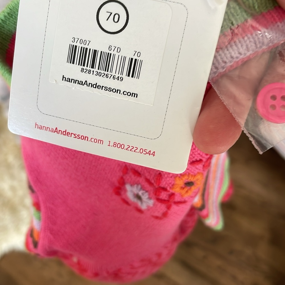 Hanna Andersson Cheerful Stripe Embroidered Knit Dress 70, 6-12 months - Picture 5 of 6